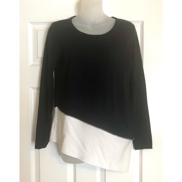 NY & Co Asymmetrical Black & White Sweater - Picture 1 of 8